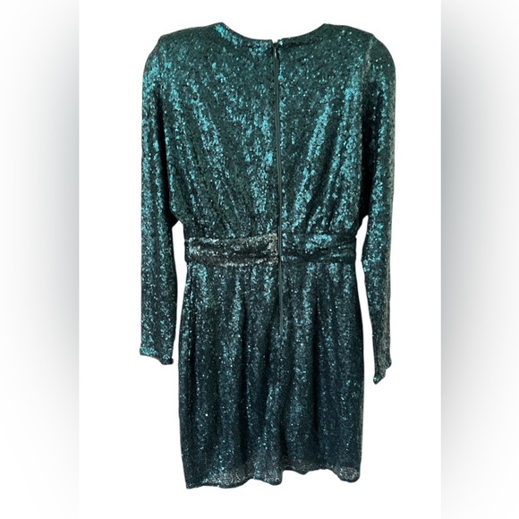 Donna Morgan Long Sleeve Dolman Sleeve with Wrap Miniskirt-Bottle Green Size 6 - Picture 6 of 10